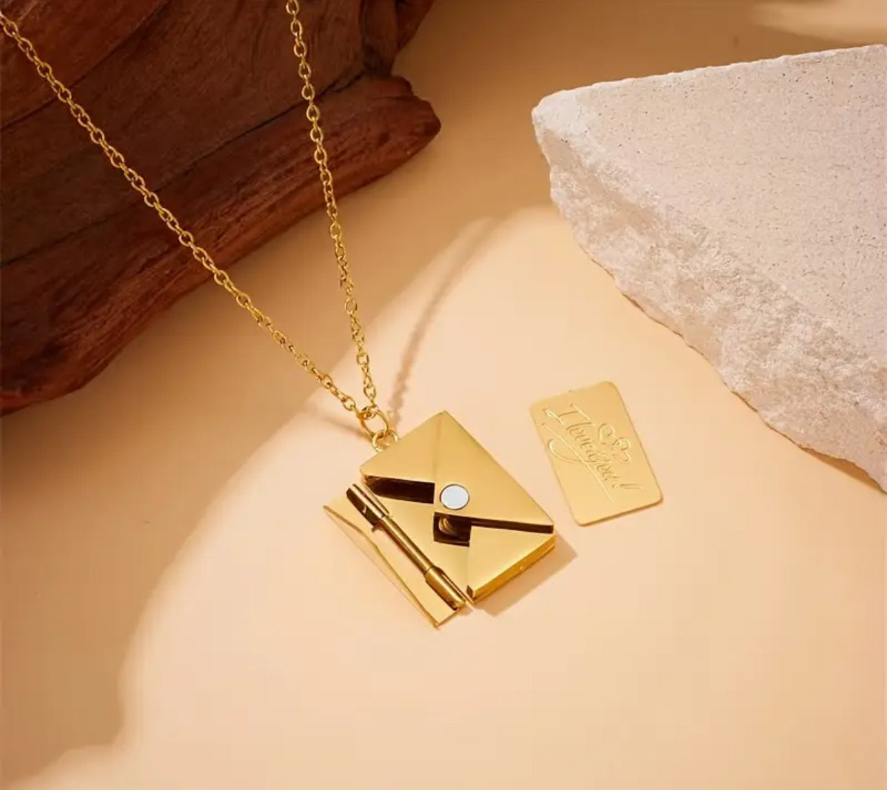 Creative Design Square Envelope Gold Pendant