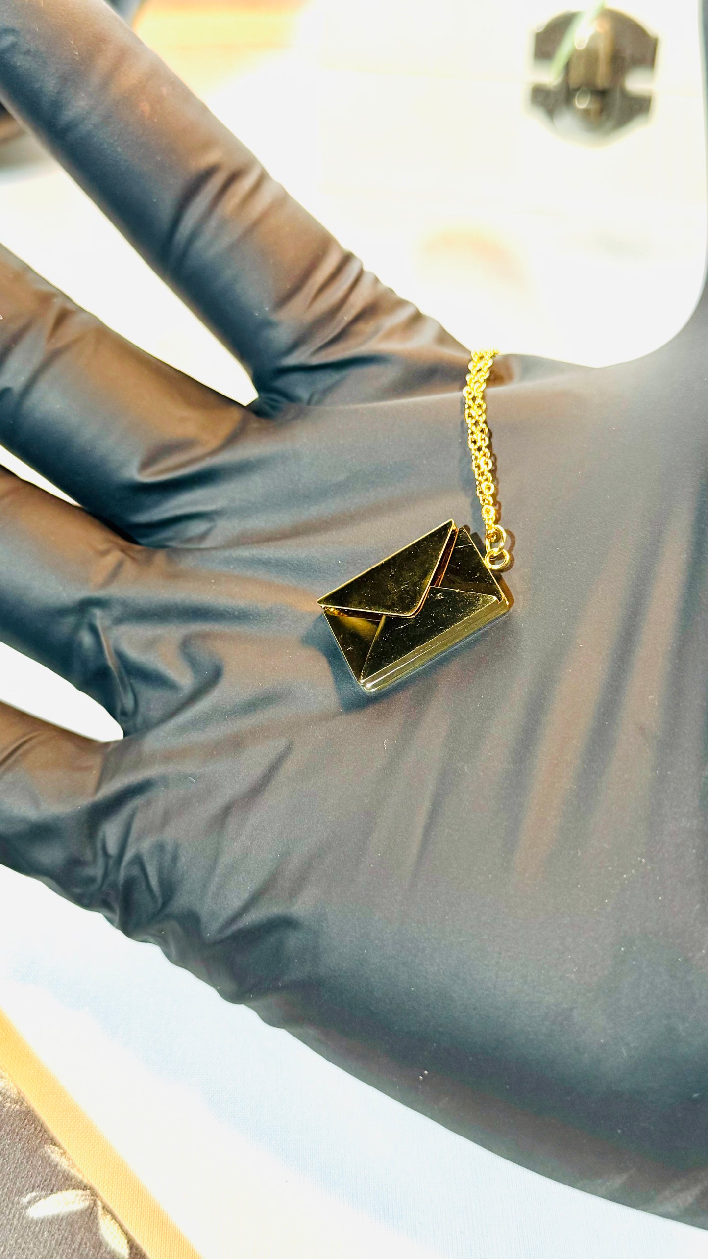 Creative Design Square Envelope Gold Pendant