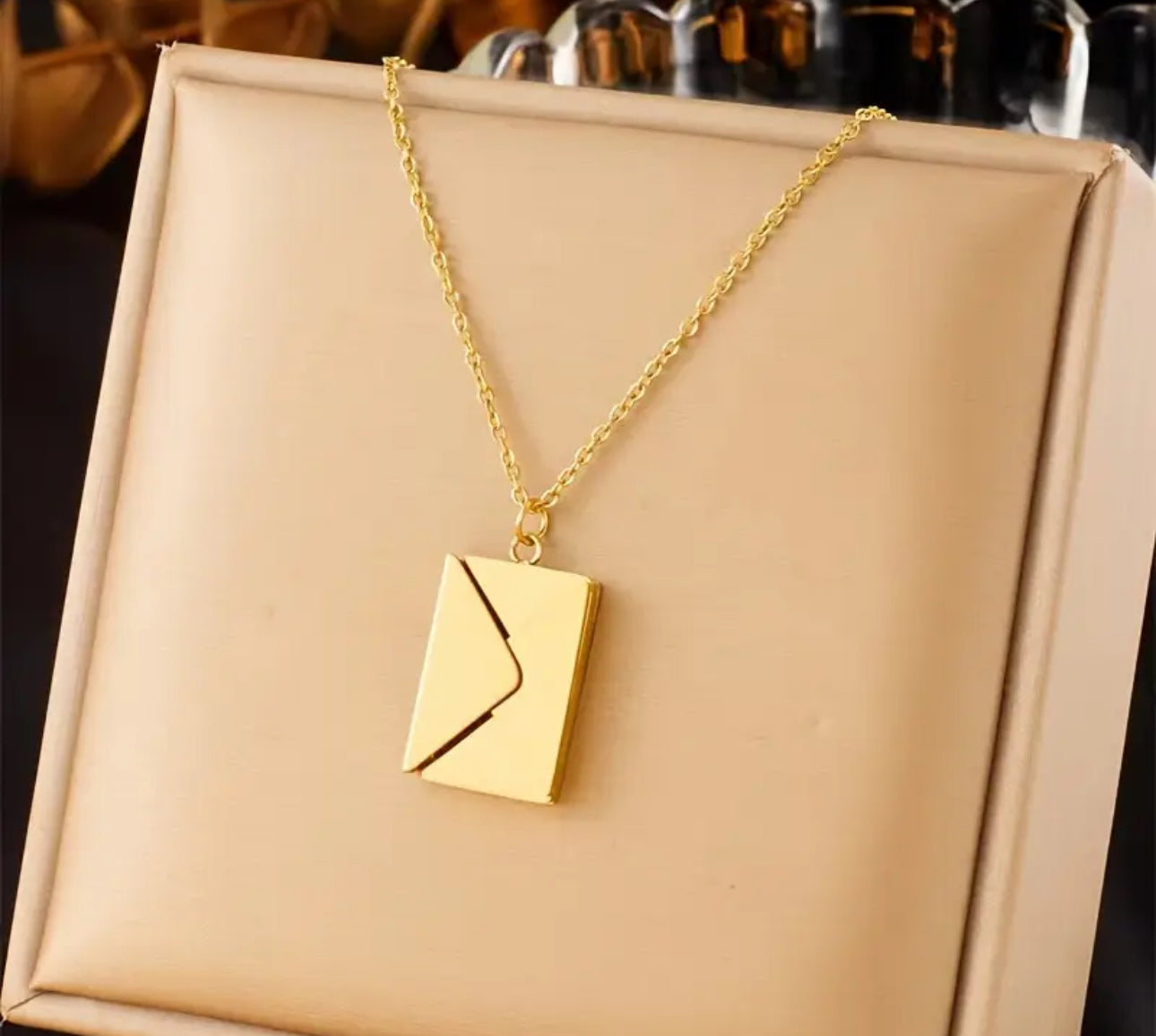 Creative Design Square Envelope Gold Pendant