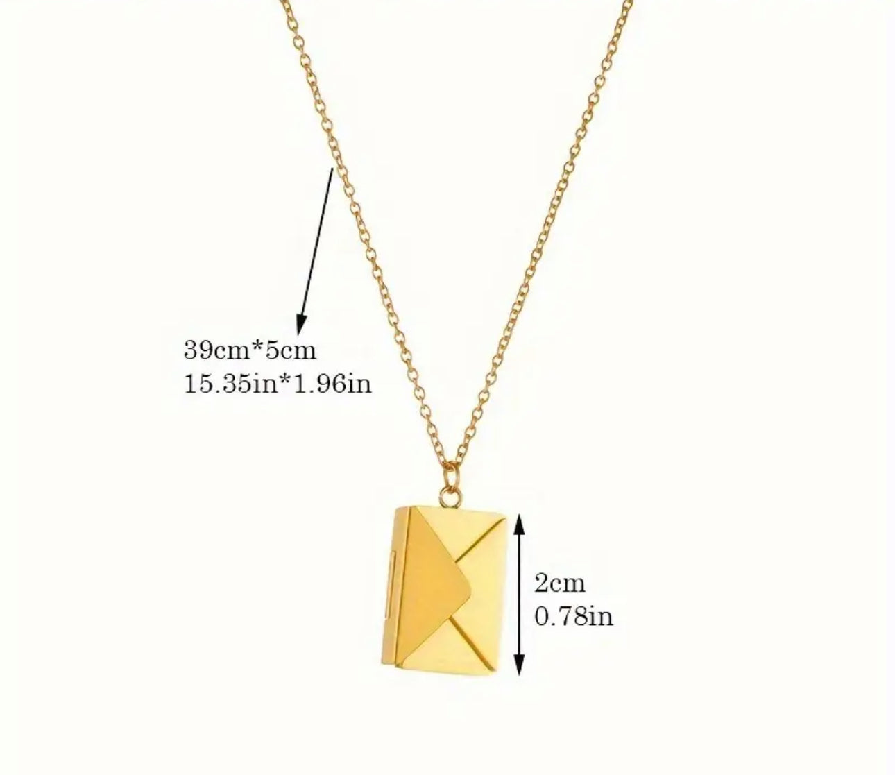Creative Design Square Envelope Gold Pendant