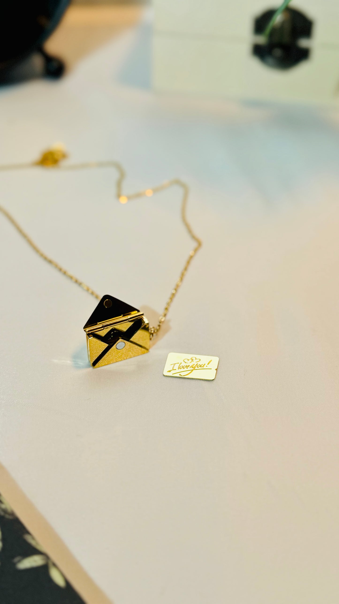 Creative Design Square Envelope Gold Pendant