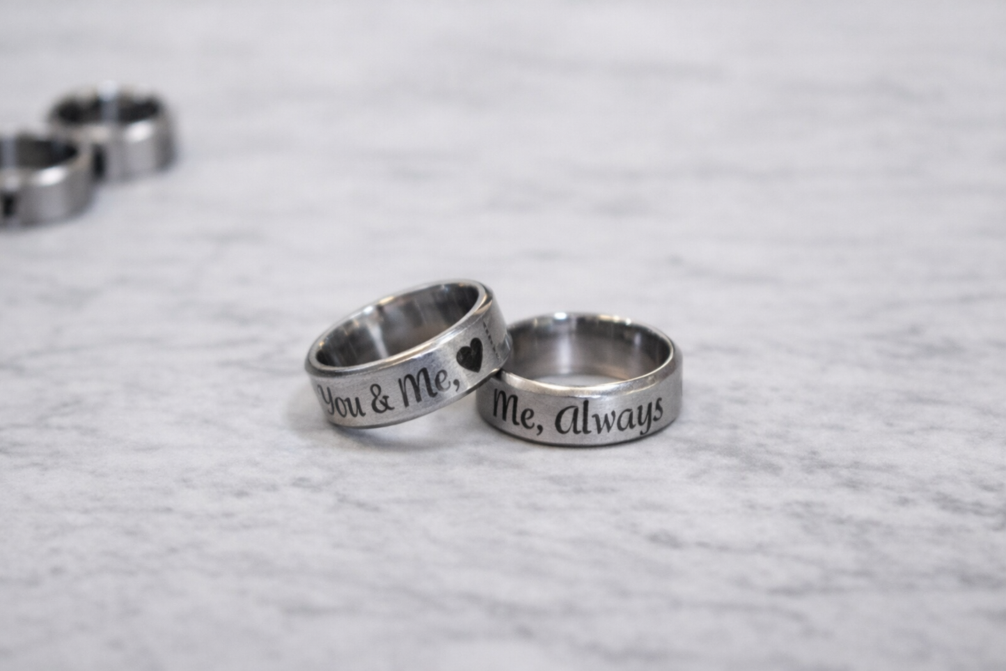 Custom Engraved Stainless Steel Ring – custom design options. Same-day pickup Scarborough Ontario.