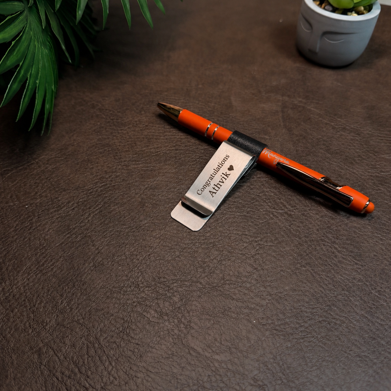 Custom Engrave Stainless Steel Pen & Pencil Holder