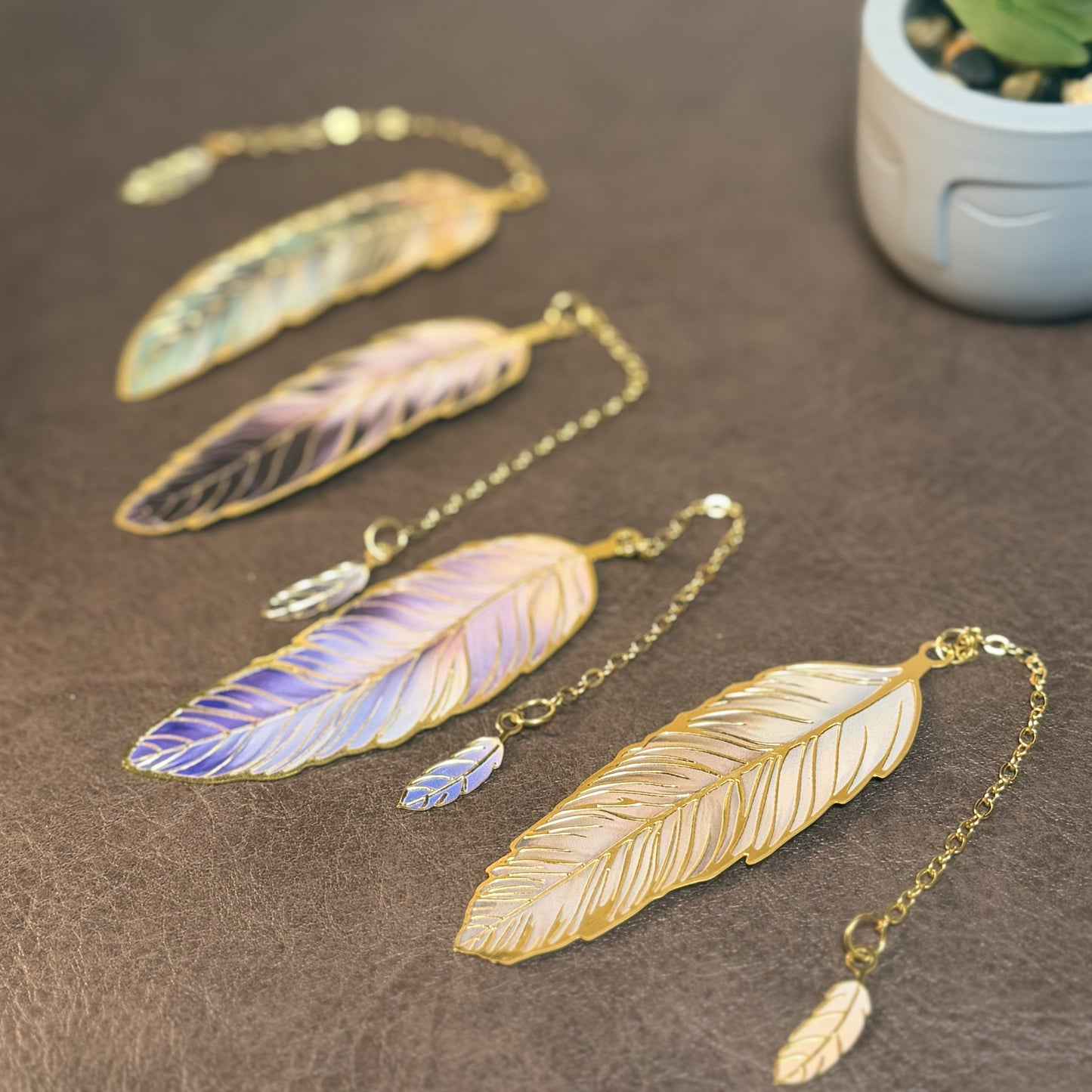 Custom Engrave Feather Bookmarks with Pendant Charms