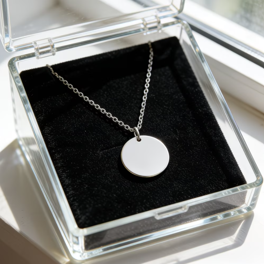 Custom Engraved Round Pendant – 18K Gold Plated