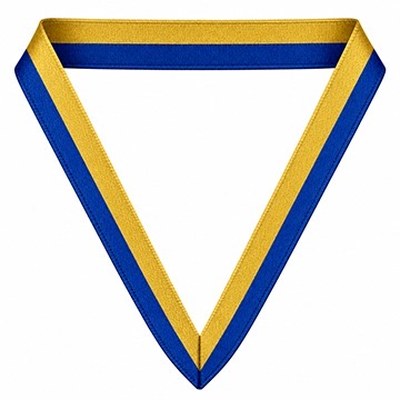 Gold with blue neck ribbon for custom engraved award medals