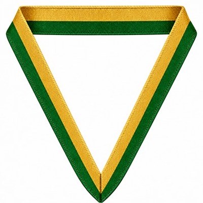 Gold with green neck ribbon for custom engraved award medals