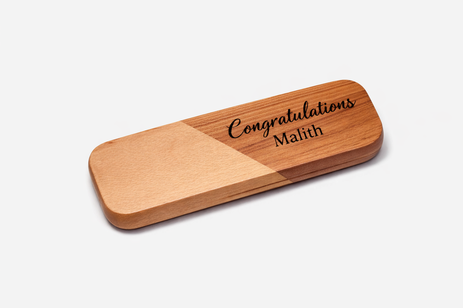 Custom engraved premium custom engraved wooden pen & gift box set – front view. Ships Canada & USA.