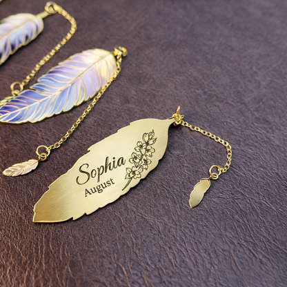 Custom Engrave Feather Bookmarks with Pendant Charms