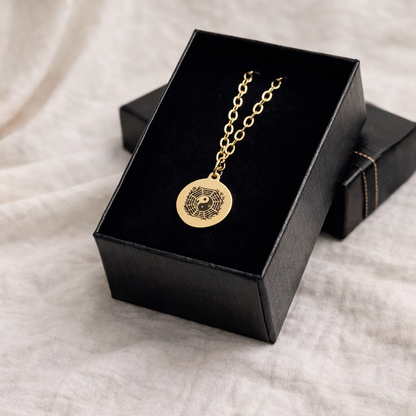Personalized custom engraved round pendant – 18k gold plated – engraving close-up. Oruz Gifts Scarborough.