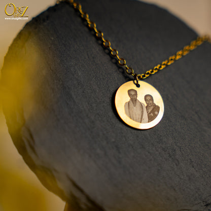 Gold plated stainless steel engraving pendant