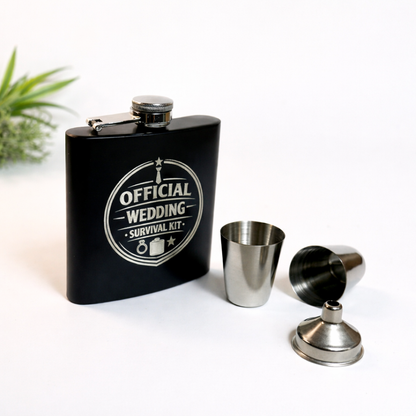 Custom Engraved Liquor Flask – 6oz Portable Stainless Steel Gift Set – gift packaging and presentation. Oruz Gifts Canada.