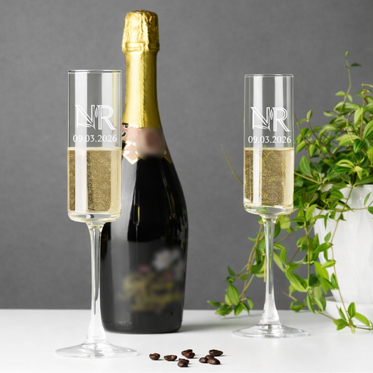 Custom Engraved Wedding Toasting Flutes Gift Set