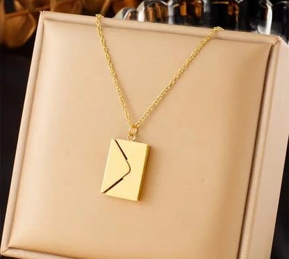 Creative Design Square Envelope Gold Pendant