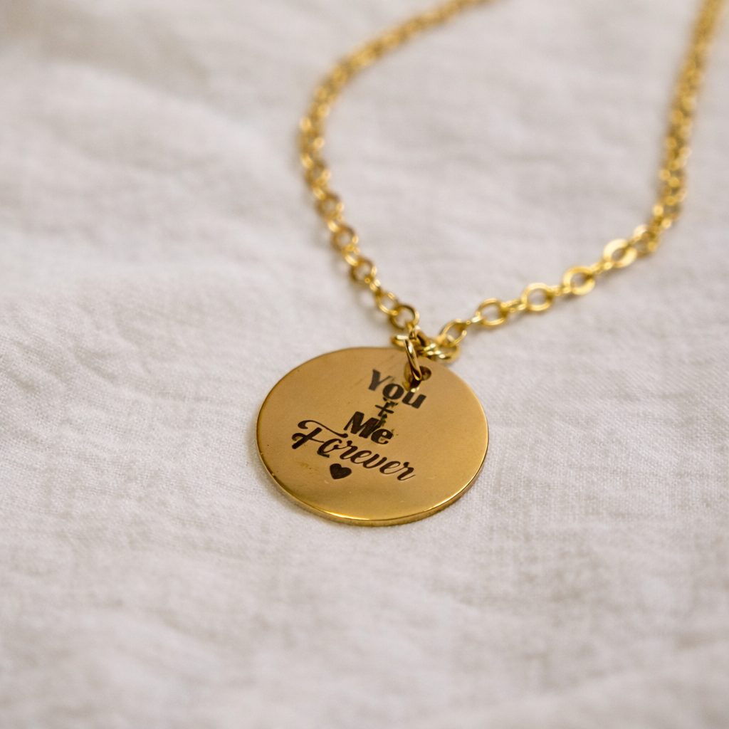 Custom Engraved Round Pendant – 18K Gold Plated