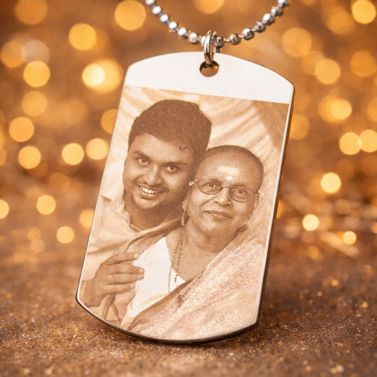 Custom Photo Engraved Stainless Steel Tag Necklace