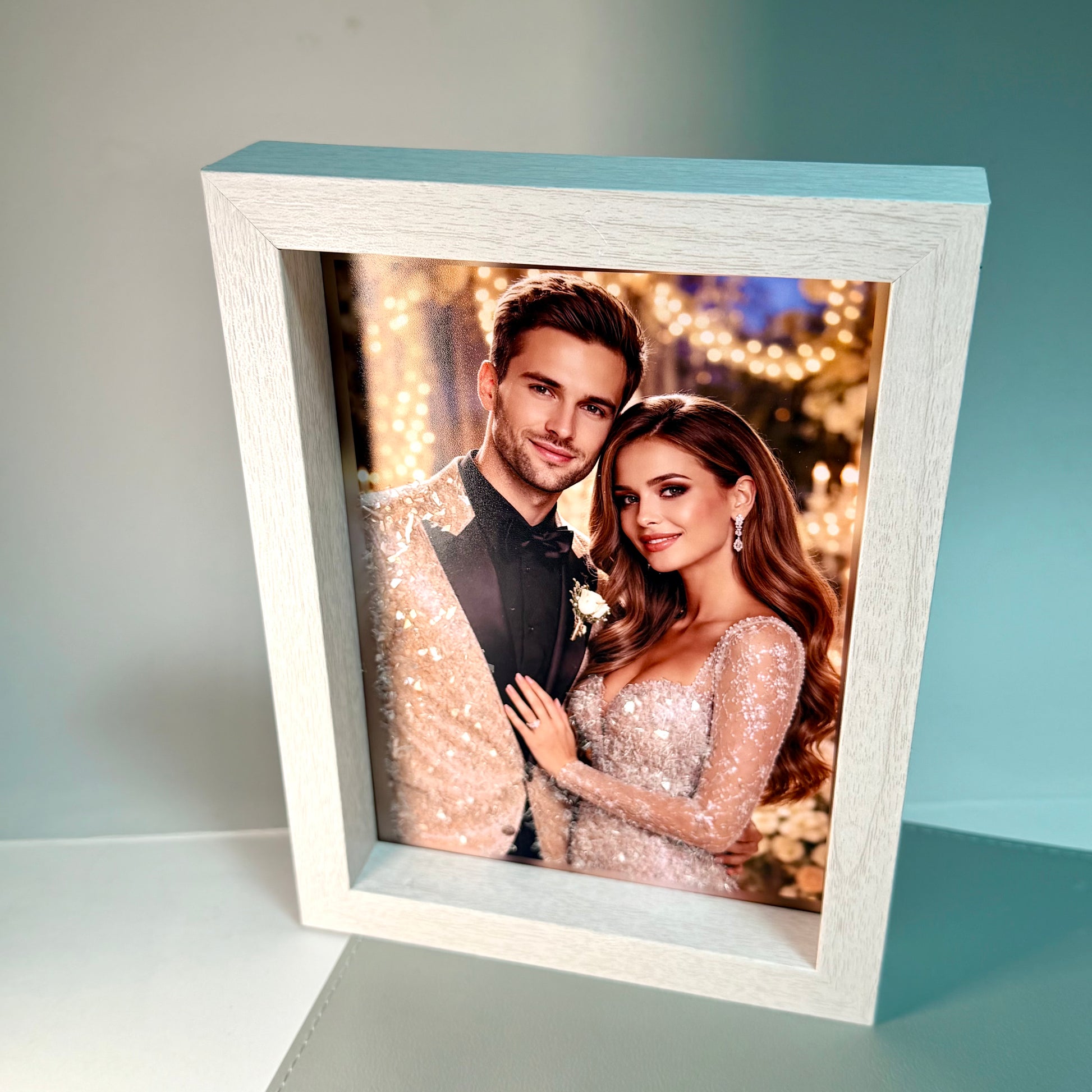 Personalized wedding photo frame Canada - glitter sparkle white wood frame, perfect anniversary or wedding gift