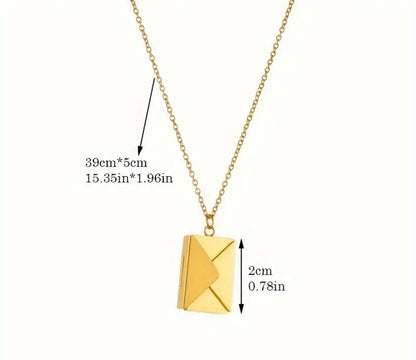 Creative Design Square Envelope Gold Pendant