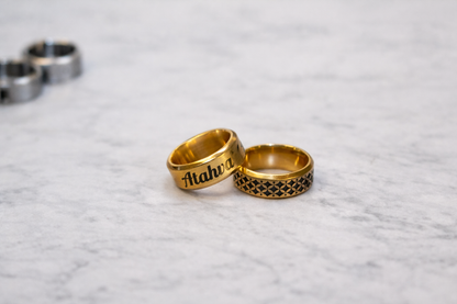 Personalized custom engraved stainless steel ring – engraving close-up. Oruz Gifts Scarborough.