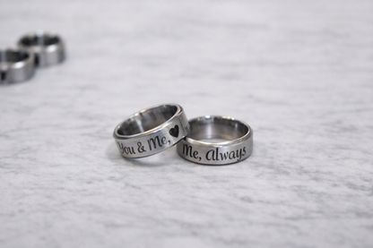 Custom Engraved Stainless Steel Ring – custom design options. Same-day pickup Scarborough Ontario.