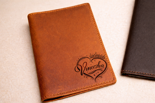 Custom Engraved Genuine Leather Wallet & Passport Cover