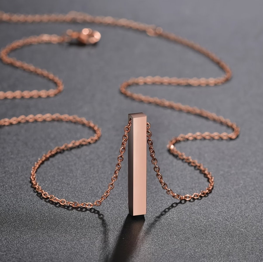 Custom Engraved Strip Bar Pendant Necklace