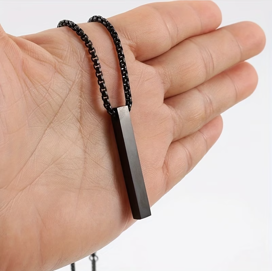 Custom Engraved Strip Bar Pendant Necklace