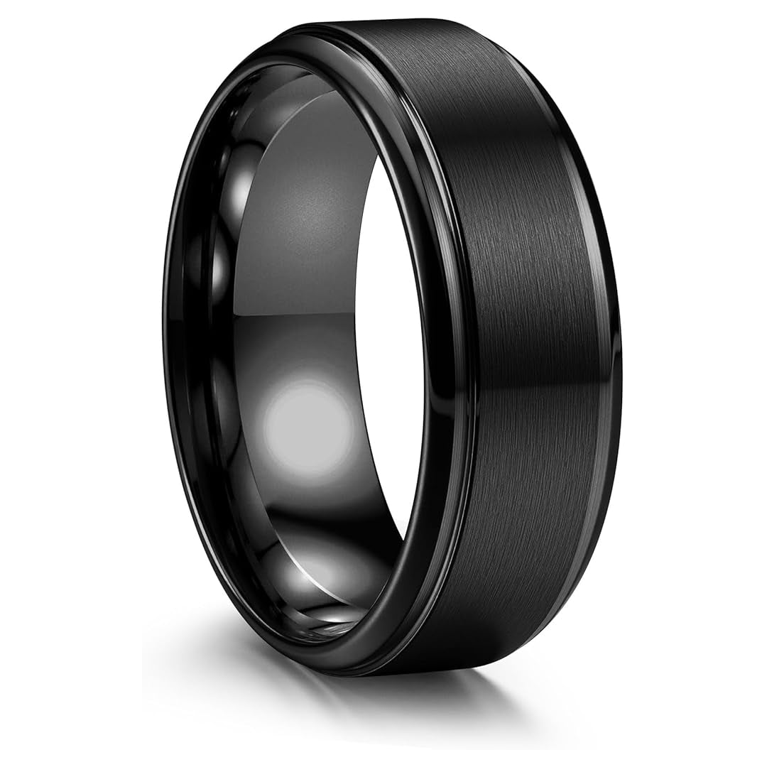 Custom engraved custom engraved stainless steel ring – front view. Ships Canada & USA.