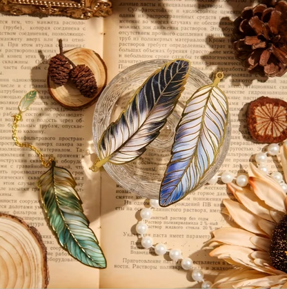 Custom Engrave Feather Bookmarks with Pendant Charms