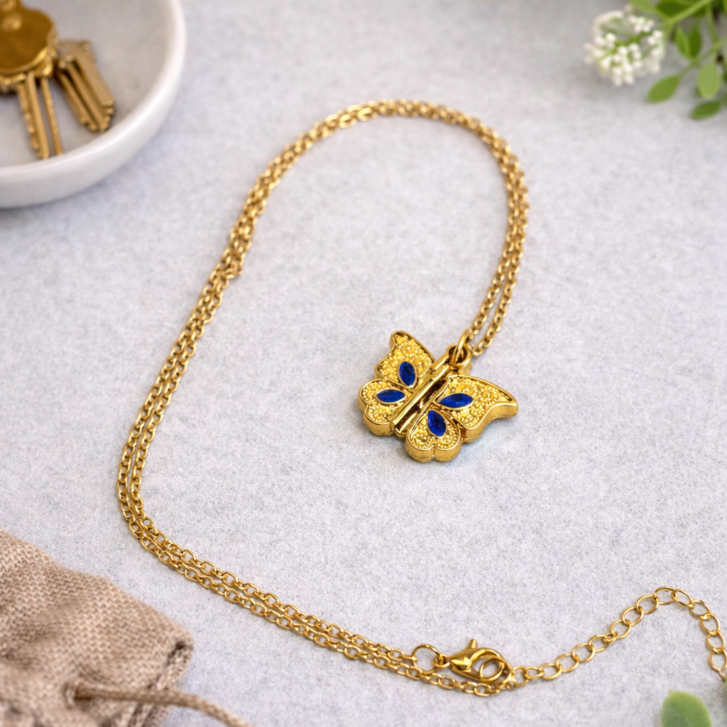Butterfly Heart Pendant Necklace