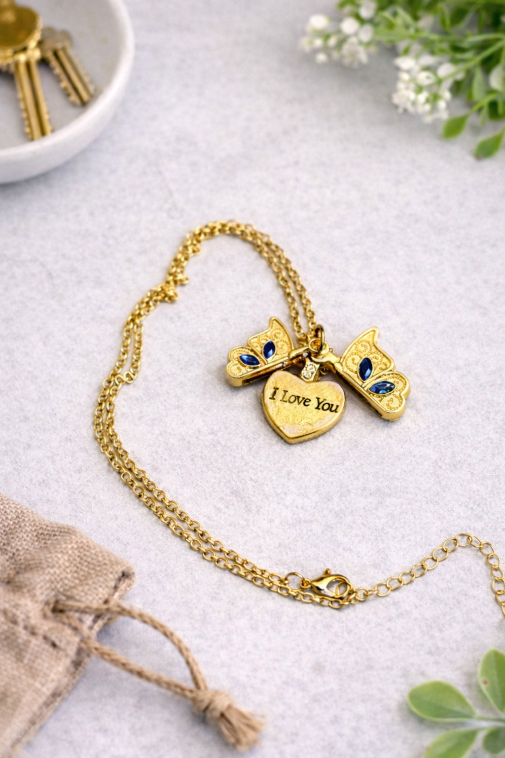 Butterfly Heart Pendant Necklace
