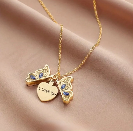 Butterfly heart pendant necklace Canada - gold openable butterfly heart locket necklace with custom engraving. Anniversary & couple gift. Ships Canada & USA.