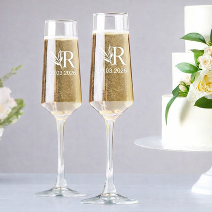 Custom Engraved Wedding Toasting Flutes Gift Set