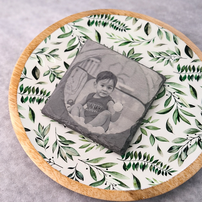 Custom Engraved Slate Coasters – personalized with name or initials. Perfect for personalized Canadian gifts.