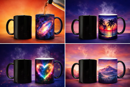 Custom engraved color morphing mug print – front view. Ships Canada & USA.