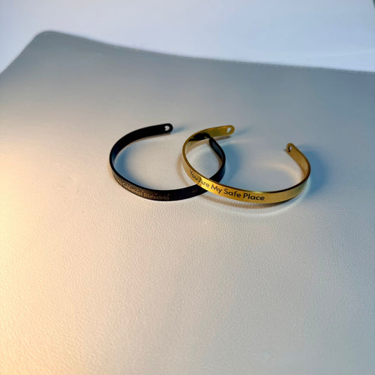 Custom engraved cuff bracelet Canada - personalized stainless steel bracelet laser-engraved with name, date or message. Ships Canada & USA.