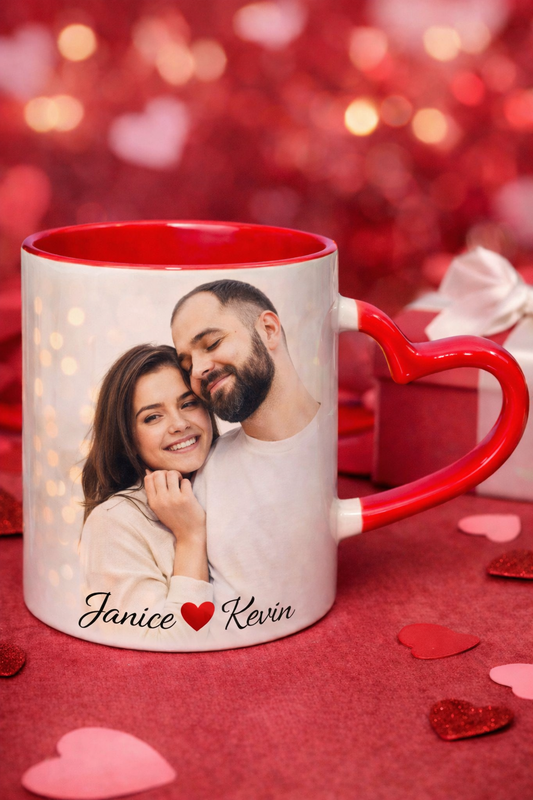 Custom Print Heart Handle Mug