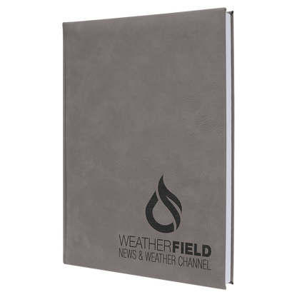 Custom personalized uv print journal – custom logo & name printed notebook – detail shot. Laser engraving Canada.