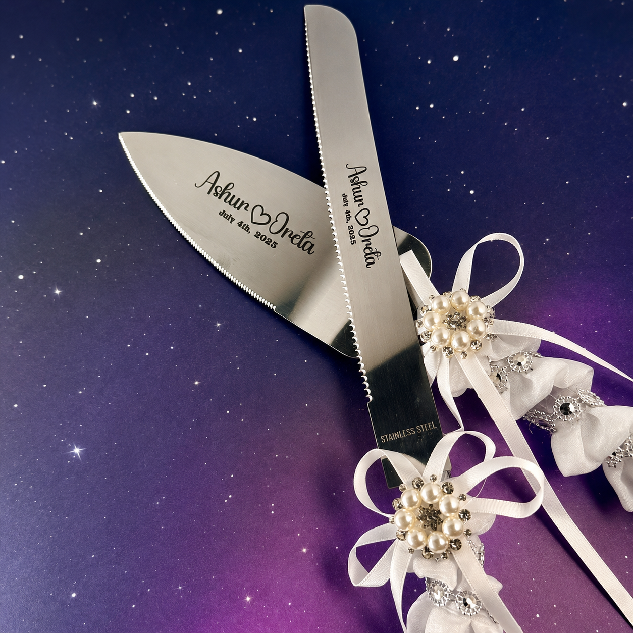 Custom Engraved Cake server Set