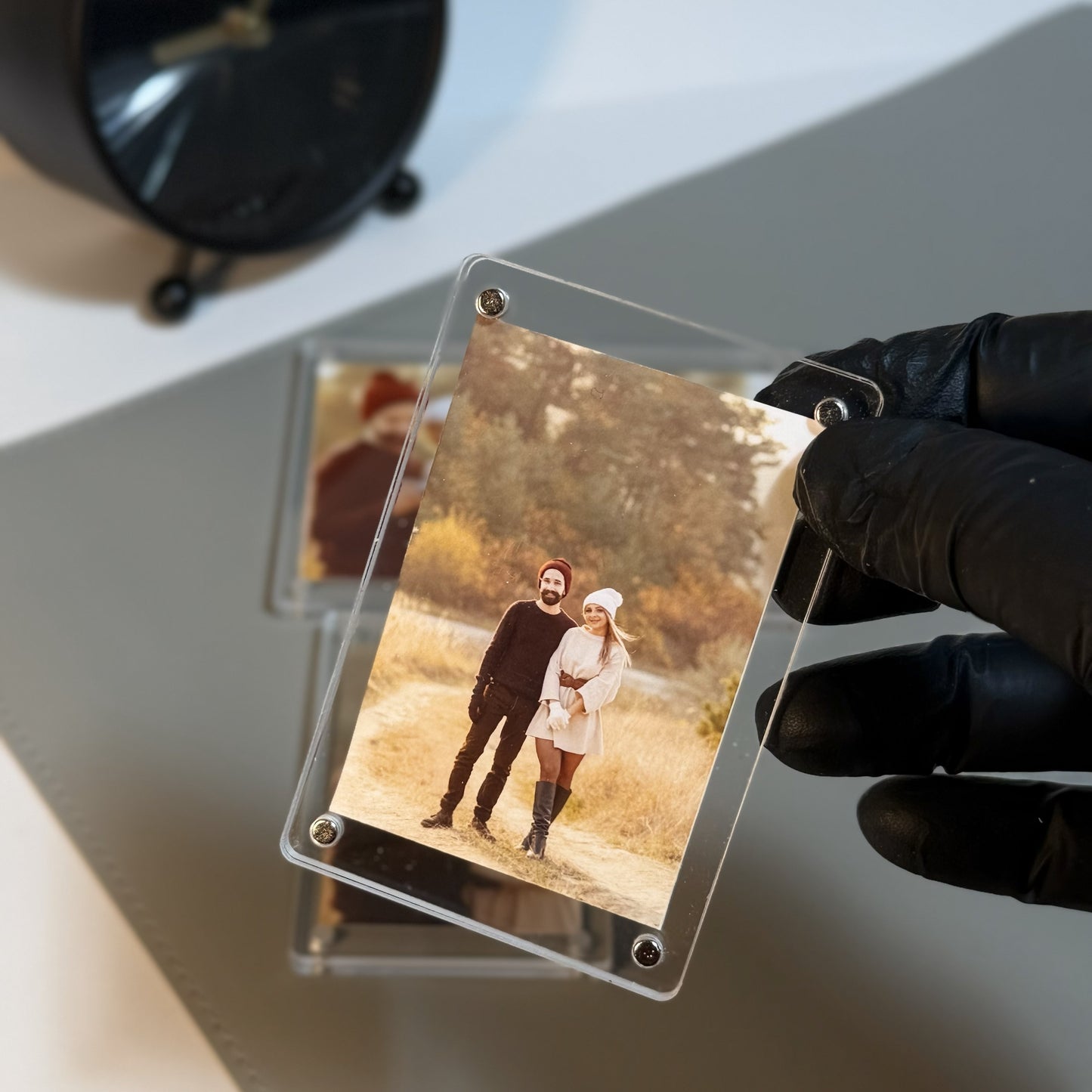 Personalized picture magnet Canada - custom acrylic photo fridge magnet with your photo. Perfect wedding, anniversary & memorial gift. Ships Canada & USA.