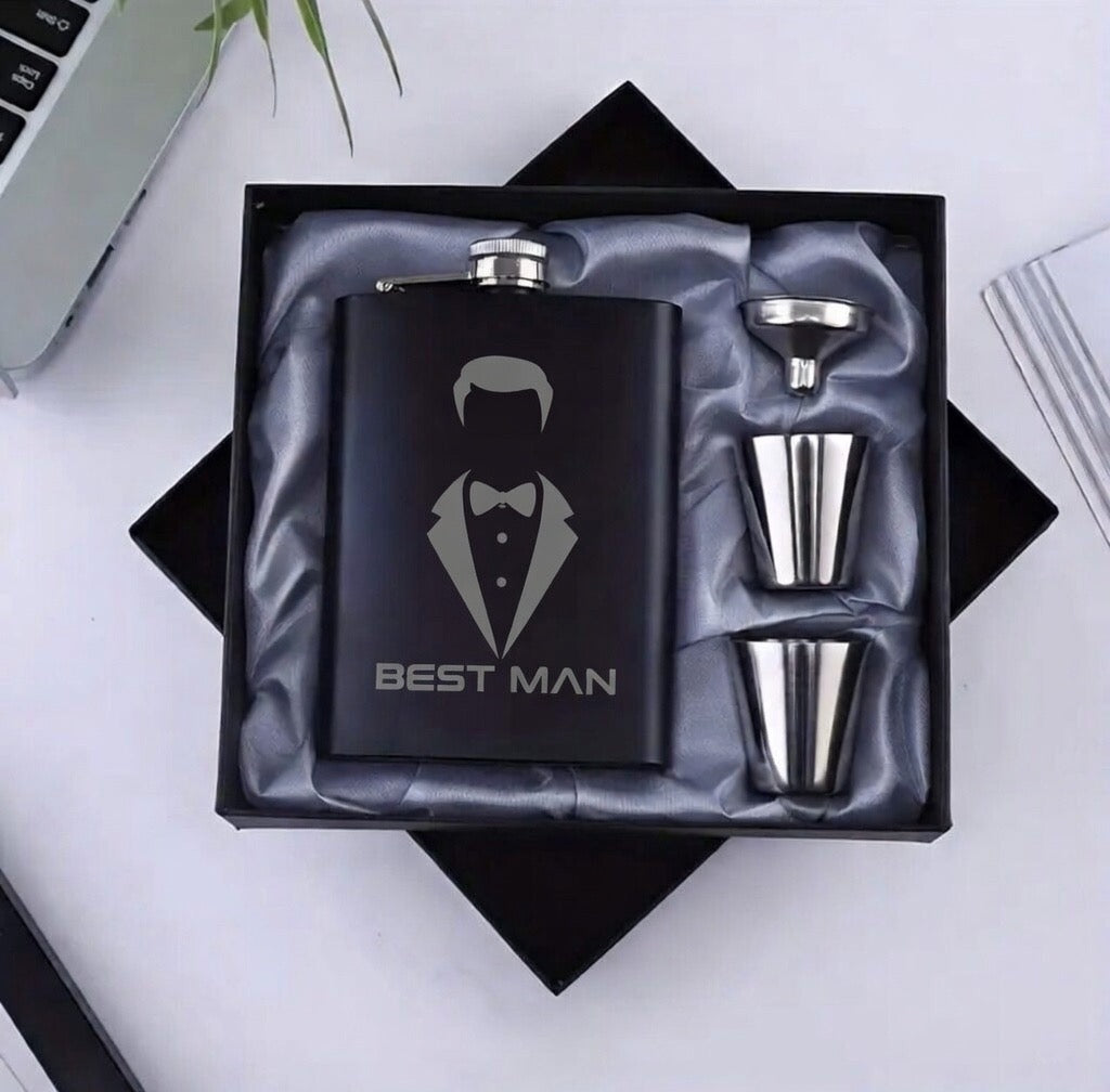 Custom Engraved Liquor Flask – 6oz Portable Stainless Steel Gift Set