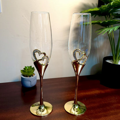 Custom Engraved Wedding Toasting Flutes Gift Set