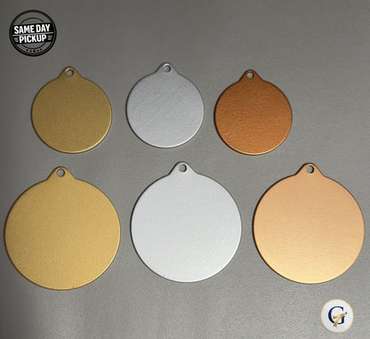 Custom engraved award medals in gold, silver & bronze - same day pickup available in Toronto