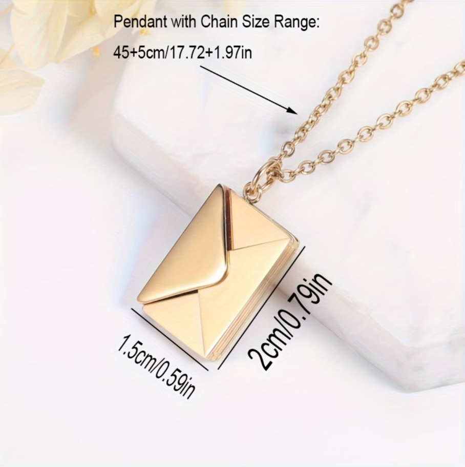 Personalized Envelope Necklace – custom design. Oruz Gifts Canada.