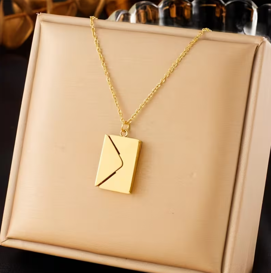 Personalized Envelope Necklace – personalized with name or initials. Perfect for birthday & anniversary gifts.