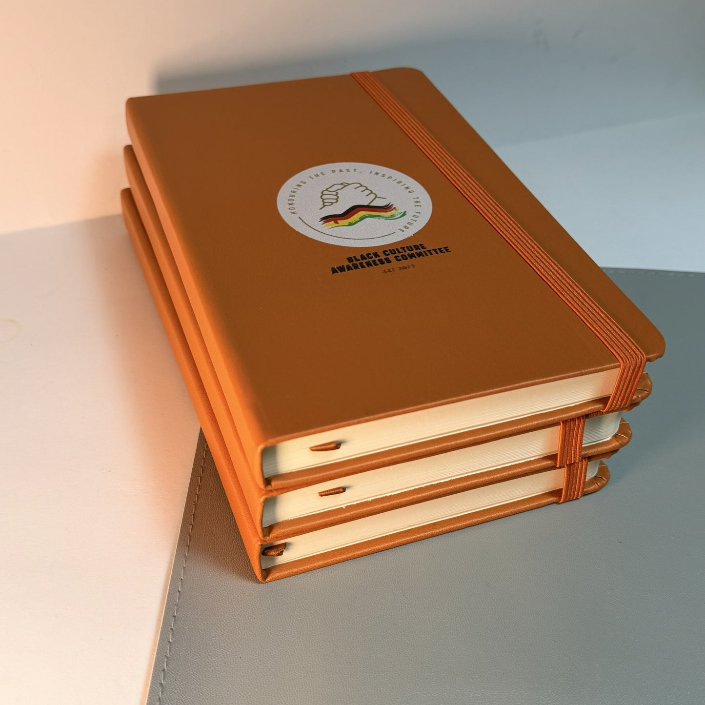 Custom engraved personalized uv print journal – custom logo & name printed notebook – front view. Ships Canada & USA.
