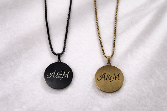 Custom engraved round pendant necklace Canada - personalized stainless steel disc with name or initial. Perfect gift for her. Ships Canada & USA.