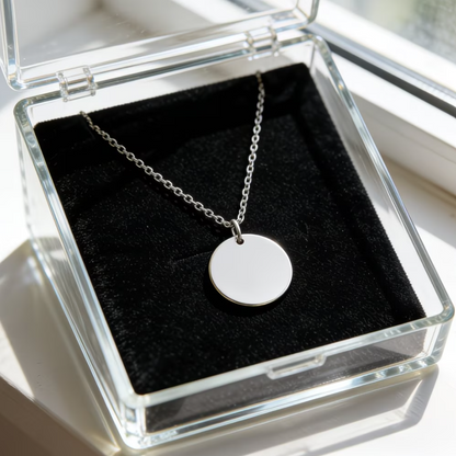Custom Engraved Round Pendant – 18K Gold Plated