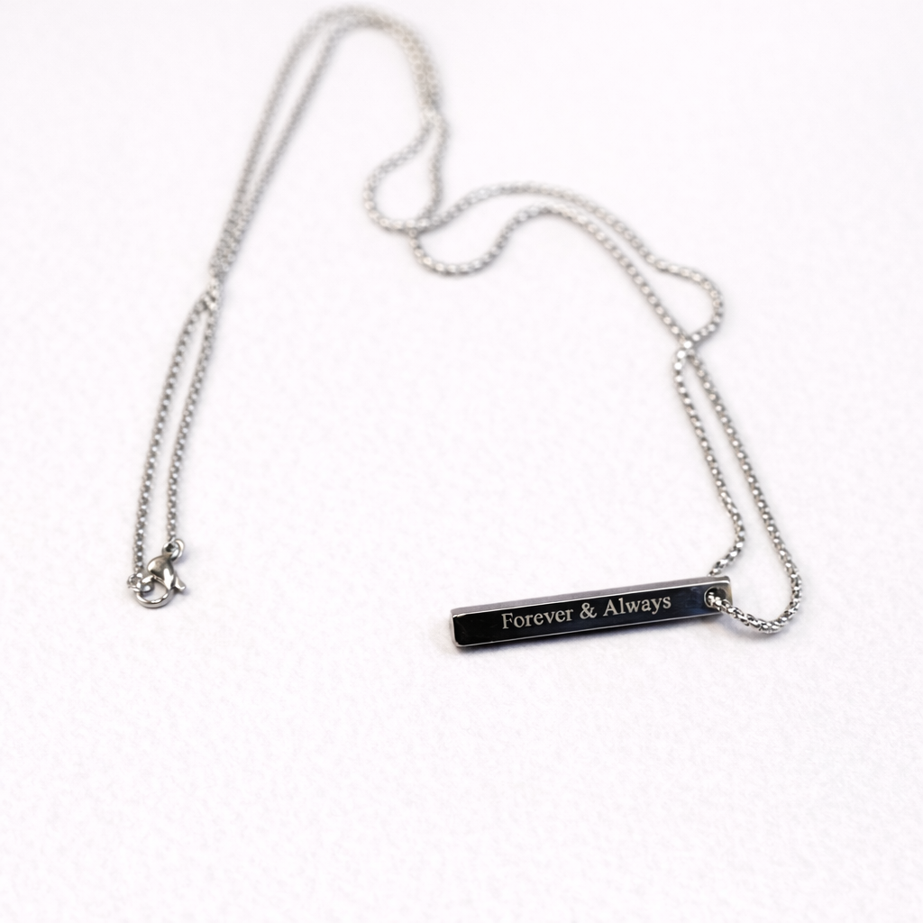 Custom Engraved Strip Bar Pendant Necklace