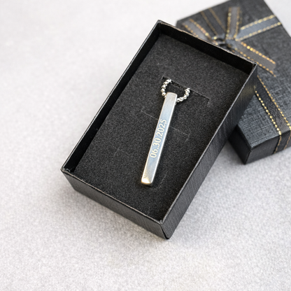 Custom Engraved Strip Bar Pendant Necklace